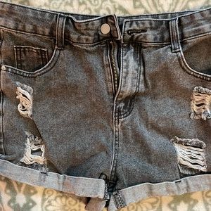 Black/Grey Denim Shorts